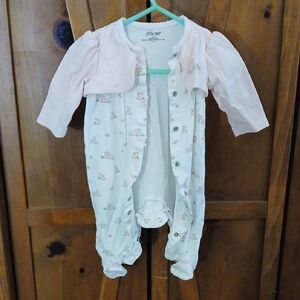 Little Me Pink and White Footed One Piece